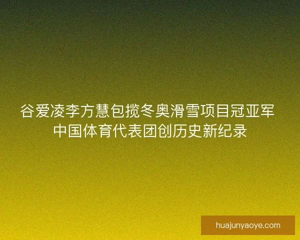 谷爱凌李方慧包揽冬奥滑雪项目冠亚军 中国体育代表团创历史新纪录