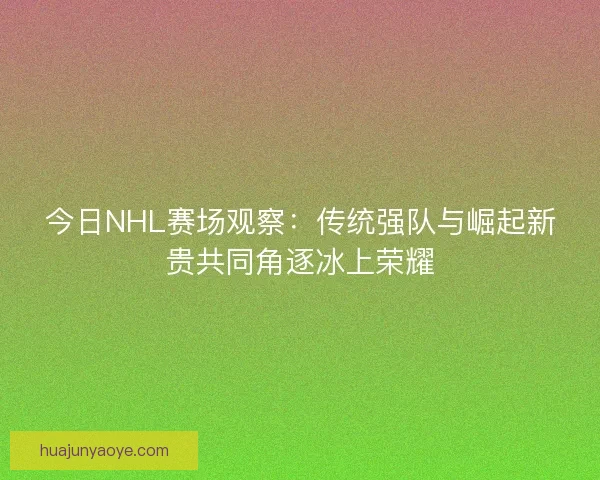 今日NHL赛场观察:传统强队与崛起新贵共同角逐冰上荣耀 今日NHL赛场观察:传统强队与崛起新贵共同角逐冰上荣耀